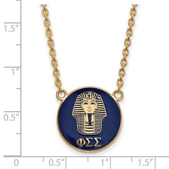 14K Plated Silver Phi Sigma Sigma Large Enamel Logo Necklace - Picture 2 of 6